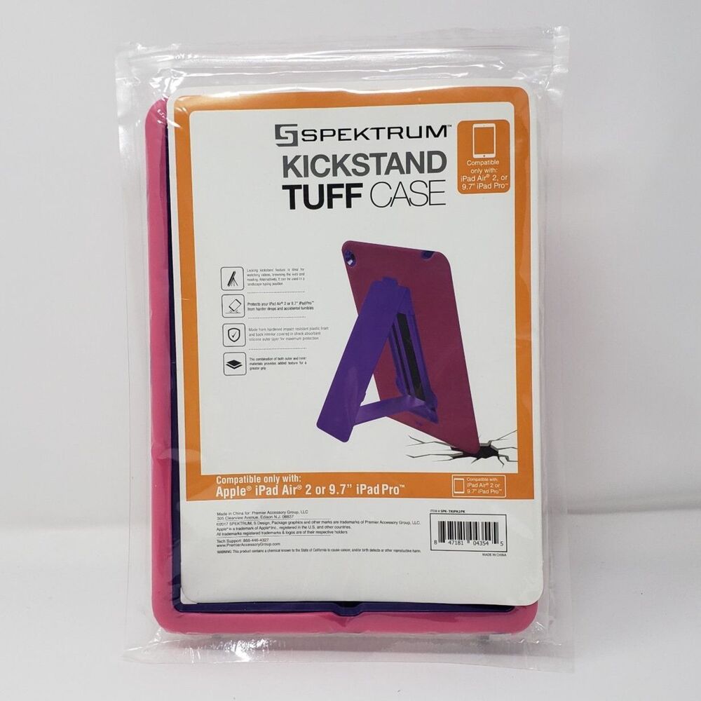 Spektrum Kickstand Tuff Case Pink and Purple iPad Air 2 or 9.7" IPad Pro NEW
